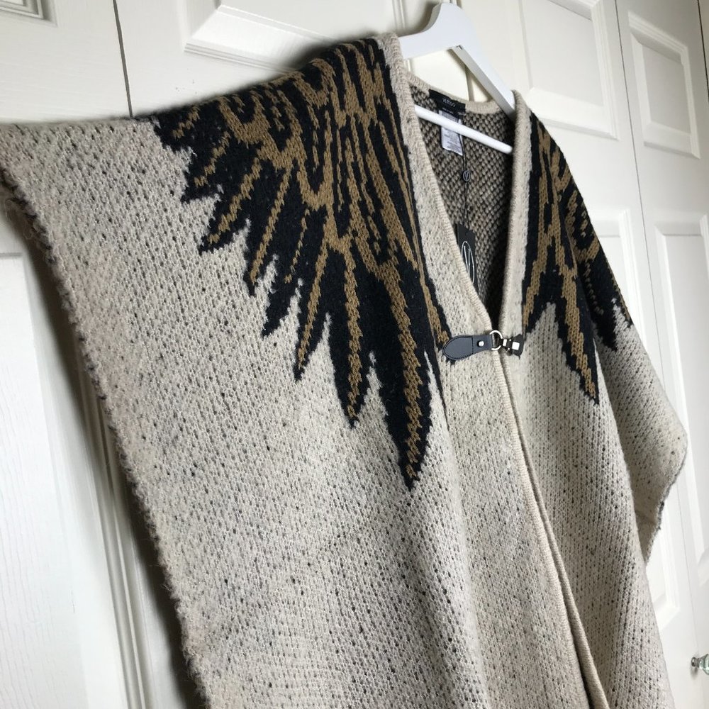 Vertigo Print Fringe Cardigan Open Front Eagle Eye - Picture 11 of 15